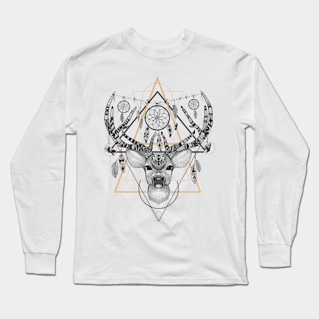 Deer in aztec style Long Sleeve T-Shirt by fears